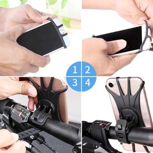 SILNÝ GUMOVÝ DRŽIAK NA BICYKEL PRE SMARTFÓN OTOČNÝ MOTOR O 360°