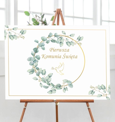PAPIEROVÝ PLAGÁT NA PRIJÍMANIE PRVÉ SVÄTÉ PRIJÍMANIE ZLATÁ HOLUBICA 68X48