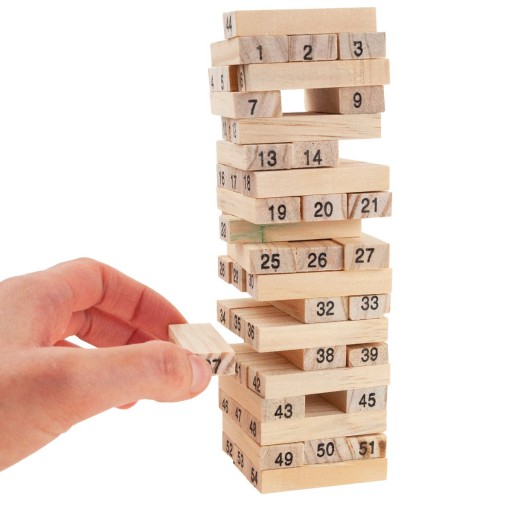 DREVENÁ HRA SPOLOČENSKÁ HRA WOBKING TOWER 54 prvkov náučných