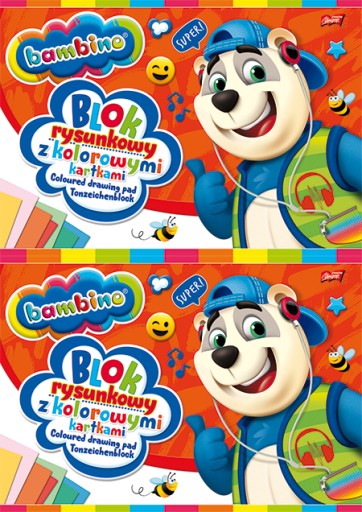 A4 Bambino podložka na kreslenie, 16 farebných listov, škola x 2 kusy