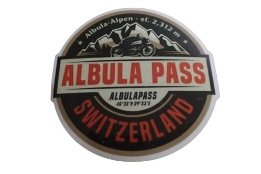 NÁLEPKA ALBULA PASS ŠVAJČIARSKO 6,6 x 6,6 cm UNIKÁTNA KOLEKCIA