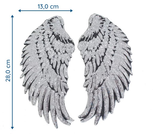 Strieborné flitre Wings nažehľovačka