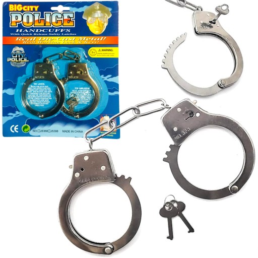 POLICAJNÁ KOVOVÁ HRAČKA PUTÁ + 2 KĽÚČE MALÝ POLICAJT