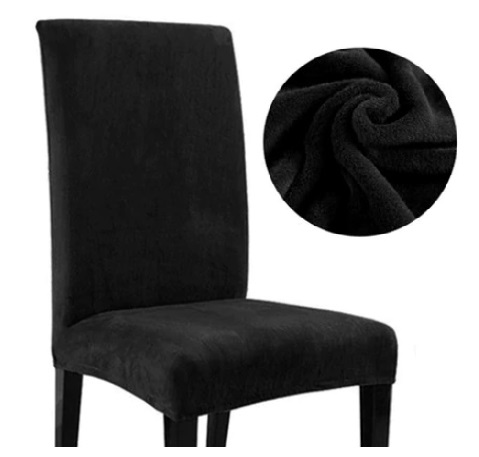 HRUBÝ BLACK VELUR poťah na stoličku, elastický