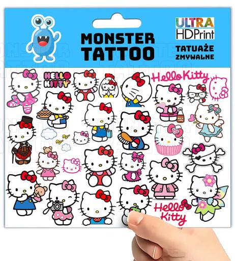 UMÝVAJÚCE DOČASNÉ TETOVANIE PRE DETI HELLO KITTY ORIGINÁLNE DIZAJNY