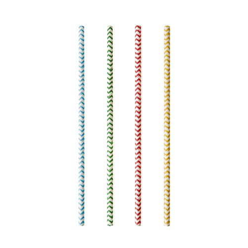 Farebné pruhované papierové slamky, 6mm, 25 ks