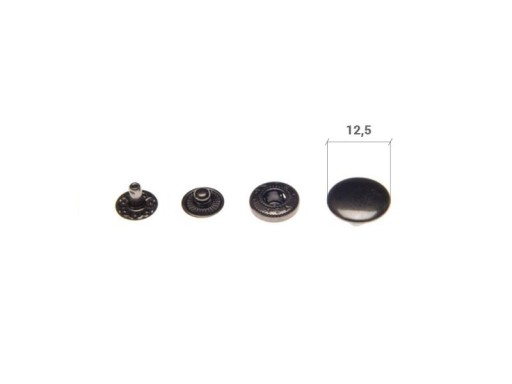 ALFA NEREZOVÉ patentky, kovové patentky 12,5 mm Čierny nikel 10 sád