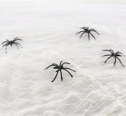 BIELA PAVUČINA S 2 HALLOWEENSKÝMI DEKORÁCIAMI PAVÚKMI