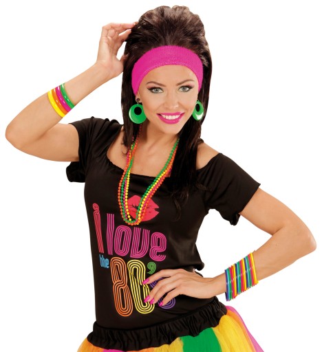 Súprava náhrdelníkov z neónových korálkov Colorful Disco Party Carnival 80s 4 ks