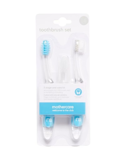 Štartovacia sada pre detskú zubnú kefku Mothercare, modrá, 3 ks