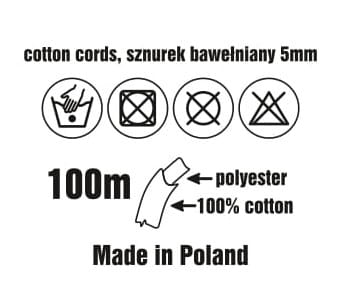Splietaná bavlnená šnúra 20m 5mm Ivory