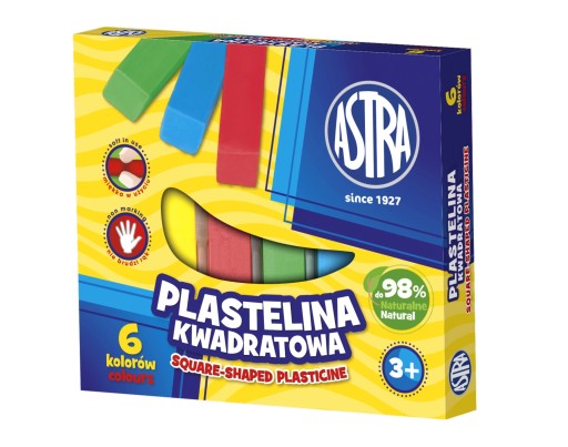 ŠKOLA Plastelína štvorcová, 6 farieb Astra