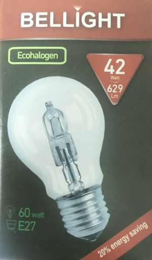 Halogénová žiarovka A55 e27 230V 42W Transparentná