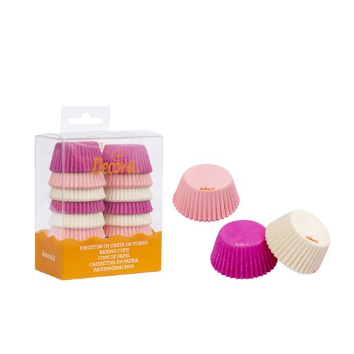 Mini košíčky na muffiny Decora White Pink Fuchsia 200 ks