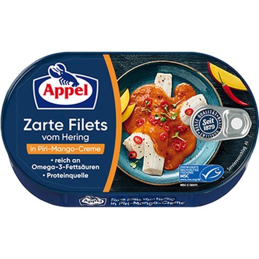 Filet zo sleďov v piri-mangovom kréme 200 g