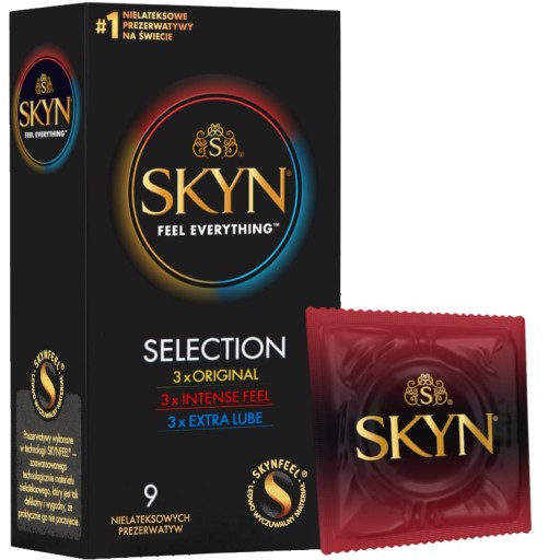 Kondómy SKYN SELECTION s cvočkami, klasické, zvlhčené, nelatexové