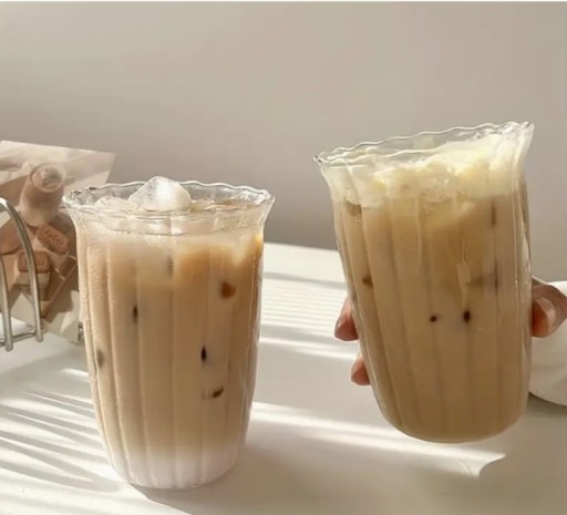 SKLENENÝ HLARNÍK NA LATTE, 1 KS, NA KÁVU, ČAJ, 420 ML