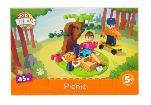 BLOKY PRE DETSKÉ TEHLY DETSKÉ TEHLY PIKNIK 45 EL 5+ SADA PLASTOVÝCH PUZZZEL
