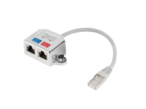Lanberg AD-0026-S adaptér (RJ45 M - 2 x RJ45 F; šedá farba)