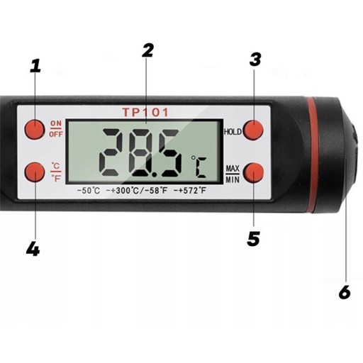 KUCHYNSKÝ TEPLOMER DIGITÁLNA LCD SONDA NA MÄSO, VÍNO, TEKUTÉ POTRAVINY