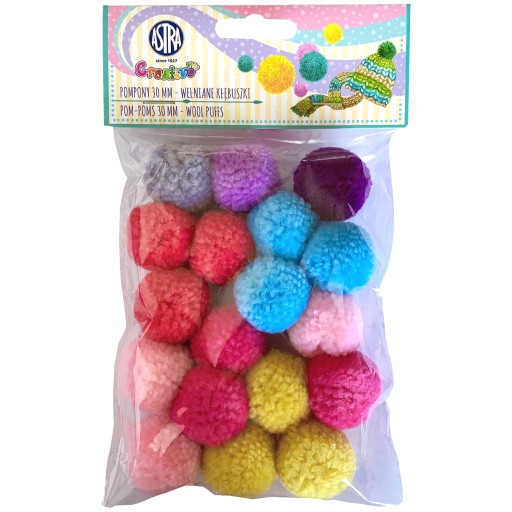 Nádherné FAREBNÉ dekoračné BUMUNKY 30 mm vlnené guličky SOFT ASTRA