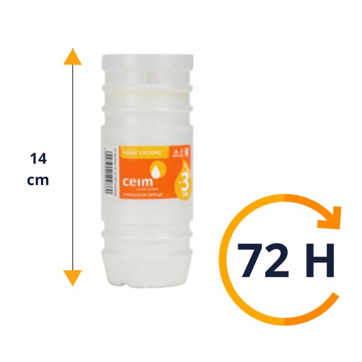 Parafínová vložka do MEDIUM sviečky CEiM 14 cm DOBA HORENIA 72 H SKLAD