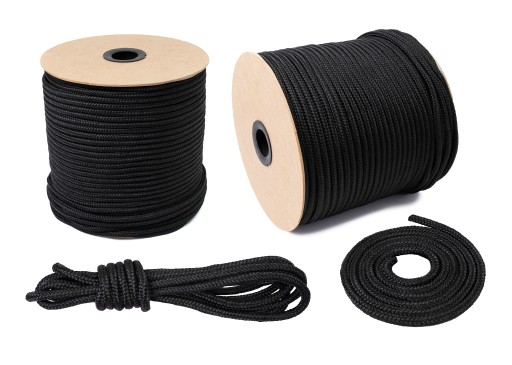 POLYPROPYLÉNOVÉ LANO Čierne pletené plachetnicové lano 10mm 1M