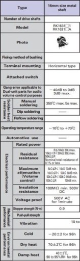 ALPS RK163 STEREO LOGO 100KAX2 POTENCIOMETER