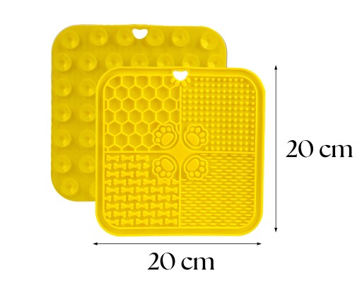 LIZOVACIA PODLOŽKA podnos pre psov 20x20cm ANTISTRESOVÝ veľký XL ŽLTÉ