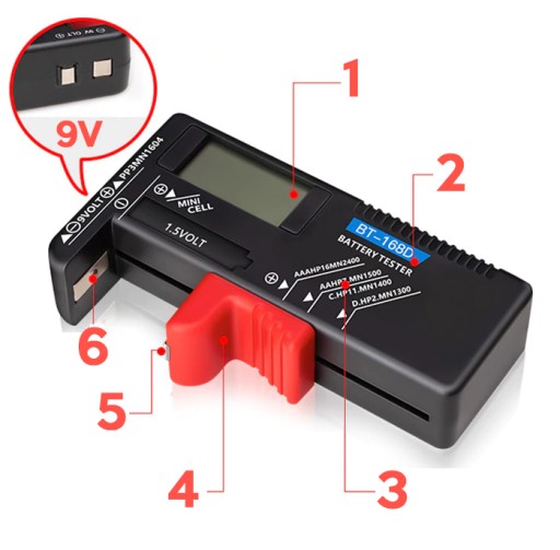 UNIVERZÁLNY DIGITÁLNY TESTER BATÉRIOVÝ METER VOLTMETER AA AAA