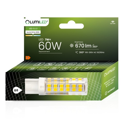 LED žiarovka MINI G9 CAPSULE 7W = 60W 4000K NEUTRAL SMD 230V LUMILED