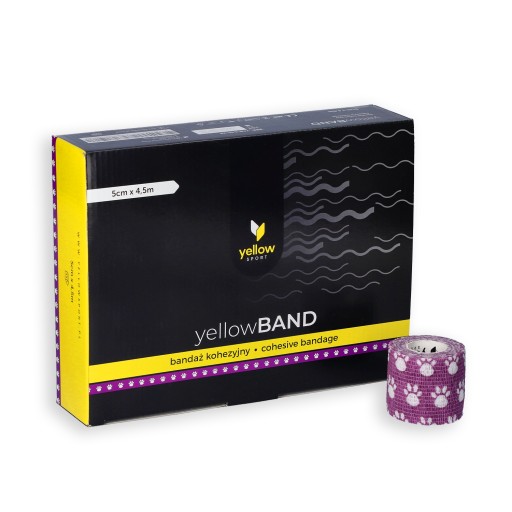 Samolepiaci stabilizačný súdržný obväz YellowBAND 5cm fialové labky