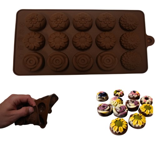 SILIKÓNOVÁ FORMA NA ČOKOLÁDY, PRALINY, ŽELÉ, 4 KVETY KVETY