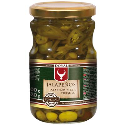 Pálivá paprička jalapeňo, nakrájaná na plátky, v marináde 370g Doyal kebab