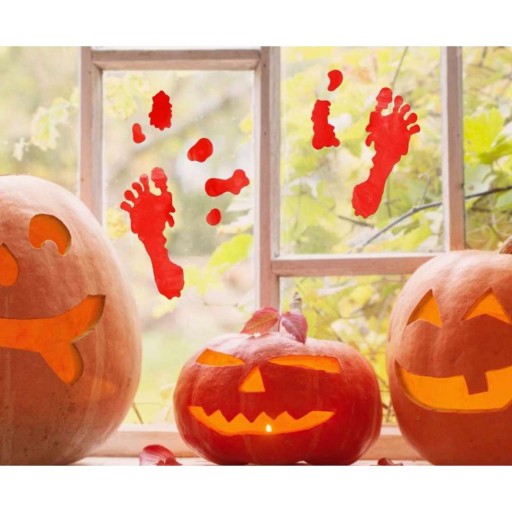 HALLOWEENSKÉ OKNO DEKORÁCIA Krvavé nohy GÉL