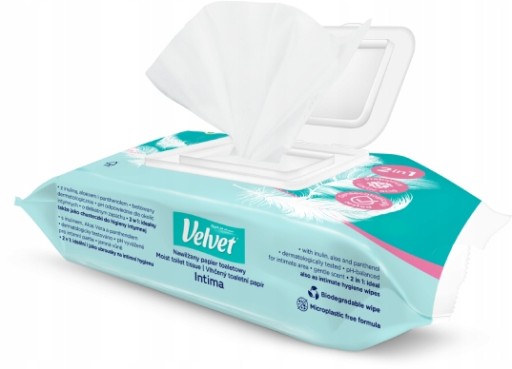 Vlhčený voňavý papier Velvet Intima, 48 listov