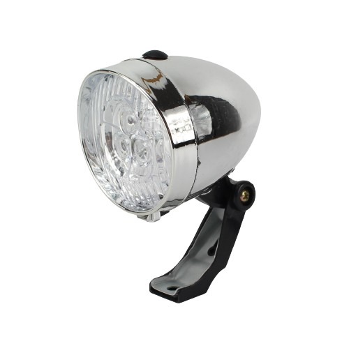 SVIETIDLO NA BICYKEL 3 LED PREDNÉ STRIEBORNÉ RETRO 34018