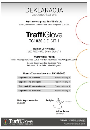 Bezprstové pracovné rukavice Traffi 3 DIGIT, veľkosť 10