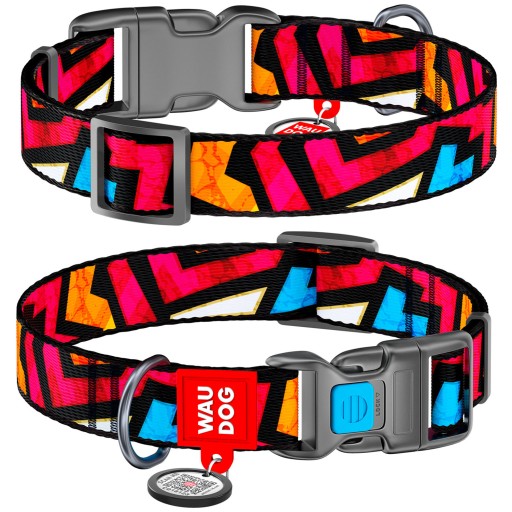 Nylonový obojok pre psa, kresba Graffiti, veľkosť M, 28-40 cm, 20 mm
