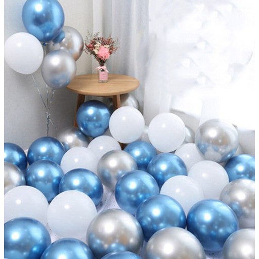 Pochrómované balóny MODRÝ metalický lesklý GLOSSY 1-99 narodeniny PLATINUM