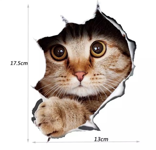 3D nálepka mačky s dierou na stenu auta