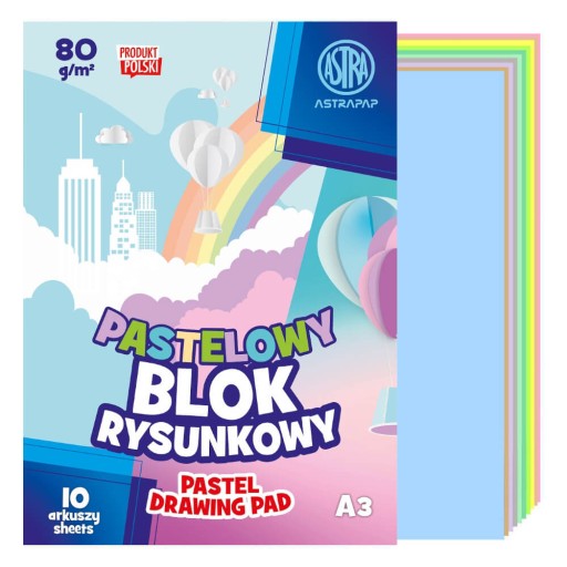 A3 pastelový blok na kreslenie 10 listov 80g/m2 ASTRA