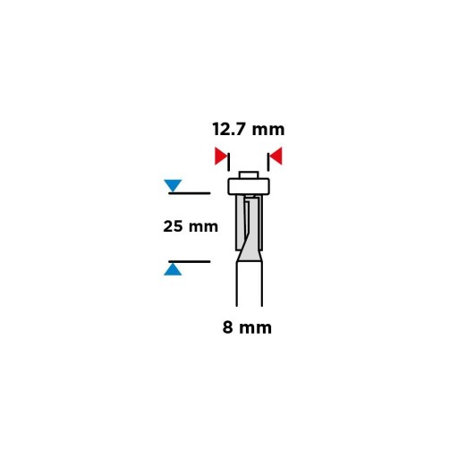 Priama fréza so spodným ložiskom, HM, 12,7 x 25 mm,
