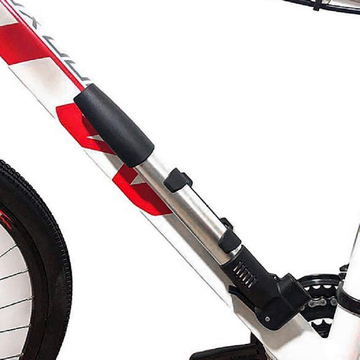 MINI HLINÍKOVÁ PUMPA NA BICYKEL 8 BAROV NA RÁME, RUČNÁ, MALÝ PRÍRUČNÝ SET