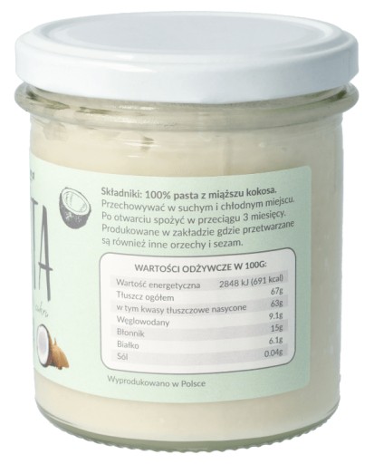 Krukam kokosová penová pasta bez soli a cukru 100% kokosová príloha 300g