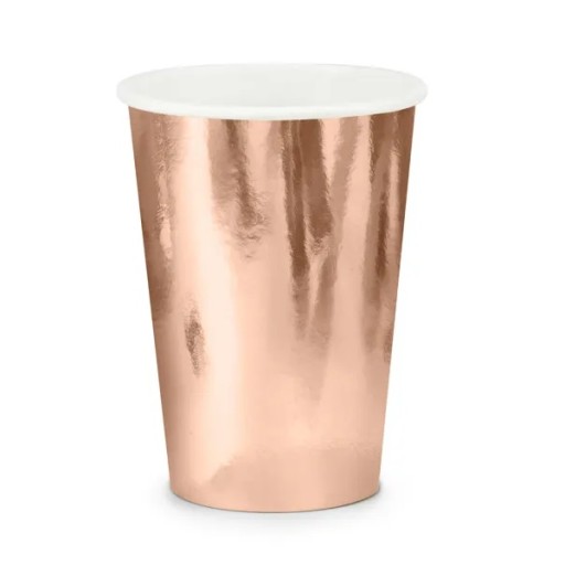 Rose Gold narodeninové papierové poháre narodeninové poháre 220ml 6 kusov