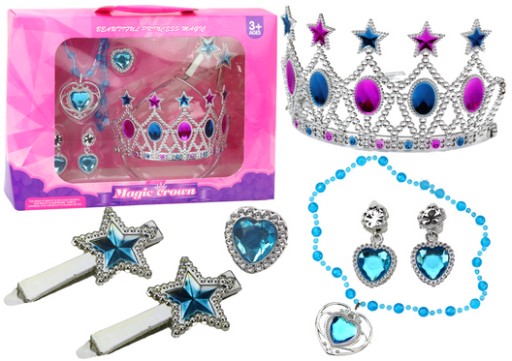 Sada náušníc Crown Náhrdelník Prsteň klipsy