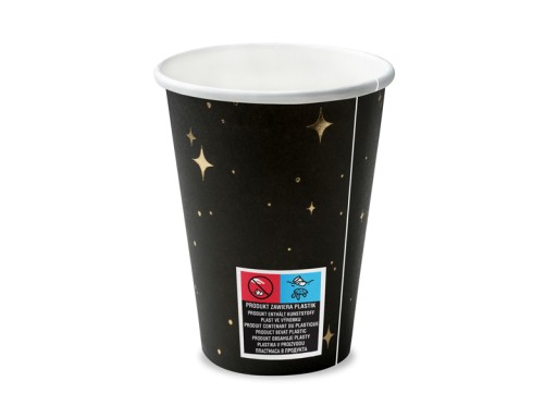 Párty poháre, čierne, s hviezdičkami, 220 ml/6 ks