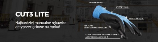 Protiporezové pracovné rukavice HF-Safety Cut3 LITE veľkosť 9 - L