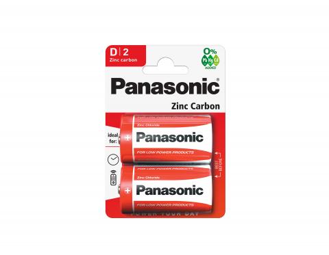 Panasonic zinkovo-uhlíkové batérie R20 LR20 D 1,5V blister 2 ks.